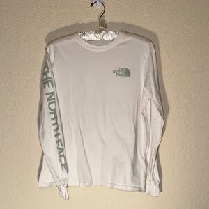 The North Face White Long Sleeve with Green Text